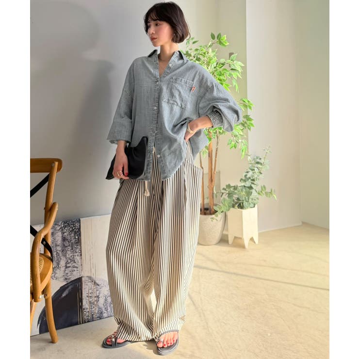 《JaVaジャバコラボ》サラッとコットン100％オーバーサイズ胸ポケットシアーデ… | Classical Elf  | 詳細画像14 