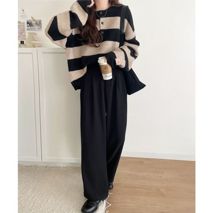 《JaVaジャバコラボ》ボーダー＆無地で大人女子のリアルバイ◎ヘンリーネックラガ… | Classical Elf  | 詳細画像11 