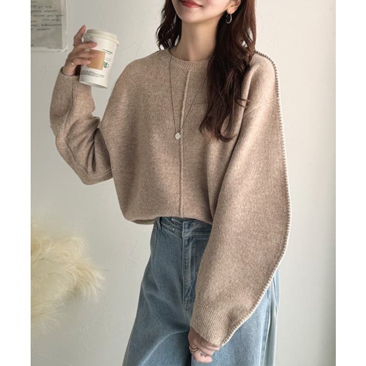 ベージュ | 《JaVaジャバ コラボ》一枚でこなれる、立体感スリーブ×配色ステッチ。バナナス… | Classical Elf 