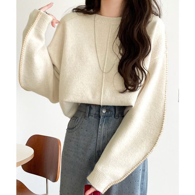 《JaVaジャバ コラボ》一枚でこなれる、立体感スリーブ×配色ステッチ。バナナス… | Classical Elf  | 詳細画像1 