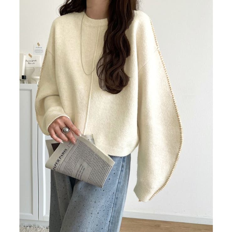 《JaVaジャバ コラボ》一枚でこなれる、立体感スリーブ×配色ステッチ。バナナス… | Classical Elf  | 詳細画像2 