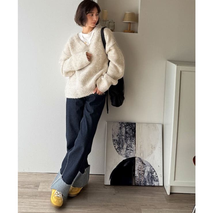 《JaVaジャバコラボ》大人カジュアルならこの1枚。ミックスカラー深Vネックニッ… | Classical Elf  | 詳細画像6 