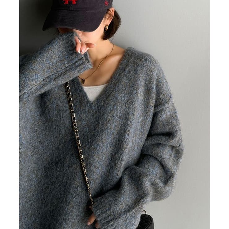 《JaVaジャバコラボ》大人カジュアルならこの1枚。ミックスカラー深Vネックニッ… | Classical Elf  | 詳細画像7 