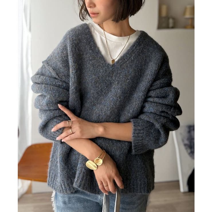 《JaVaジャバコラボ》大人カジュアルならこの1枚。ミックスカラー深Vネックニッ… | Classical Elf  | 詳細画像14 