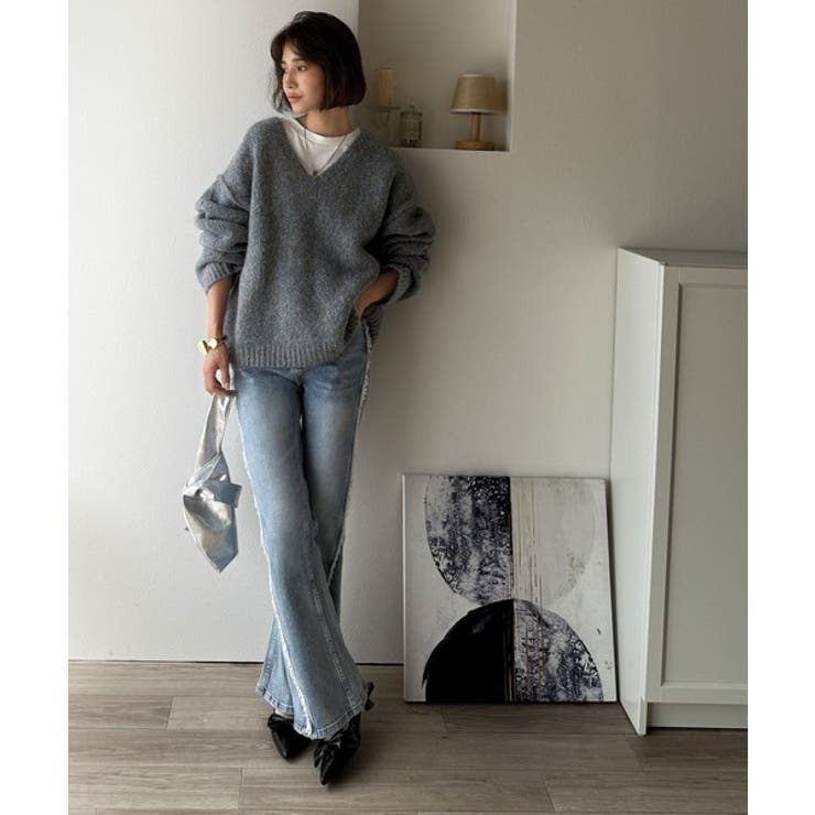 《JaVaジャバコラボ》大人カジュアルならこの1枚。ミックスカラー深Vネックニッ… | Classical Elf  | 詳細画像15 