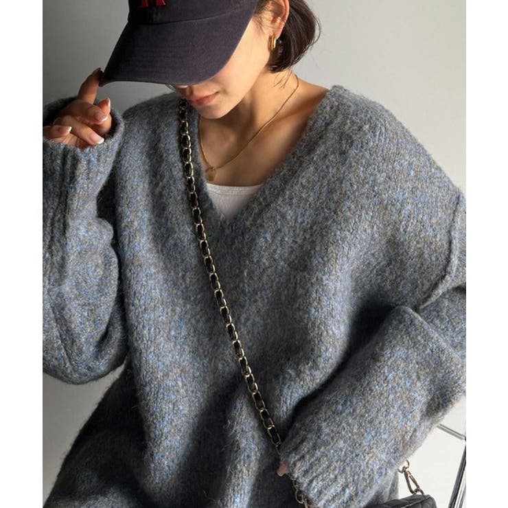 ブルー | 《JaVaジャバコラボ》大人カジュアルならこの1枚。ミックスカラー深Vネックニッ… | Classical Elf 