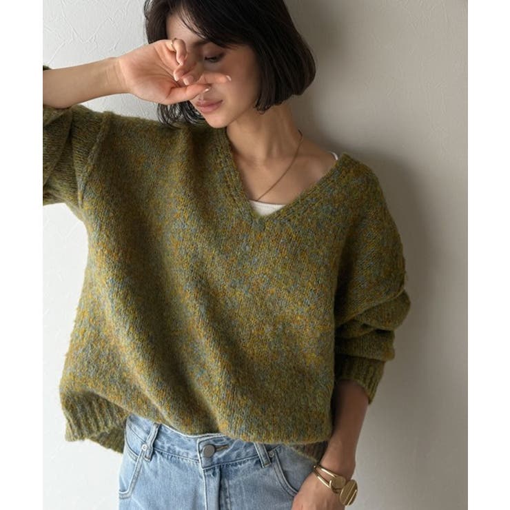 《JaVaジャバコラボ》大人カジュアルならこの1枚。ミックスカラー深Vネックニッ… | Classical Elf  | 詳細画像17 