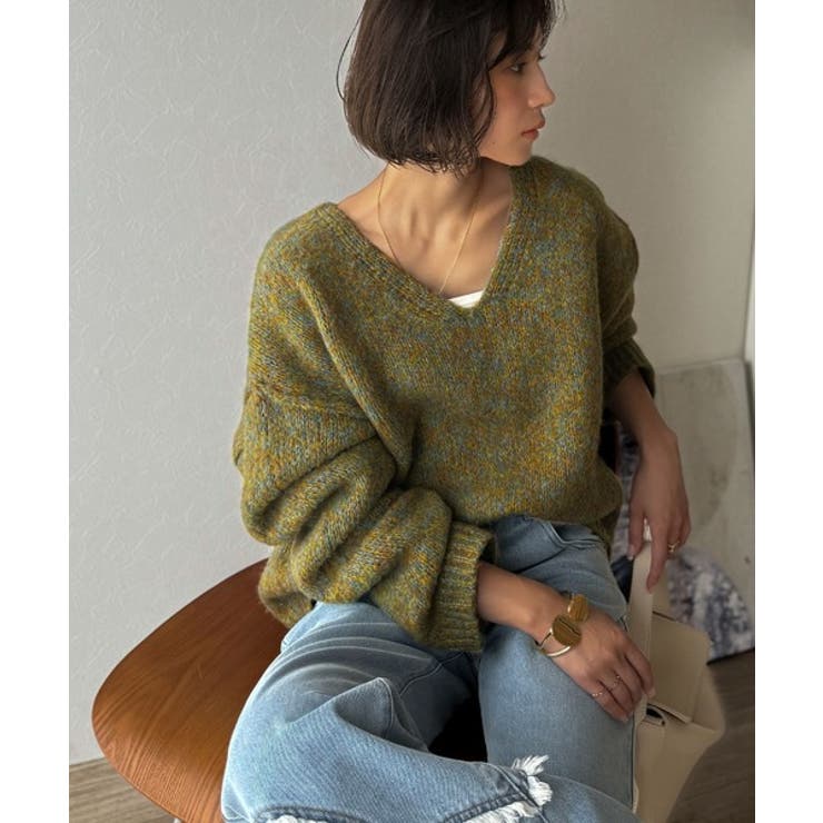 《JaVaジャバコラボ》大人カジュアルならこの1枚。ミックスカラー深Vネックニッ… | Classical Elf  | 詳細画像19 