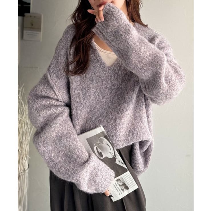 《JaVaジャバコラボ》大人カジュアルならこの1枚。ミックスカラー深Vネックニッ… | Classical Elf  | 詳細画像24 