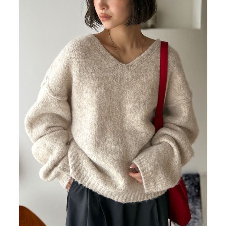 《JaVaジャバコラボ》大人カジュアルならこの1枚。ミックスカラー深Vネックニッ… | Classical Elf  | 詳細画像3 