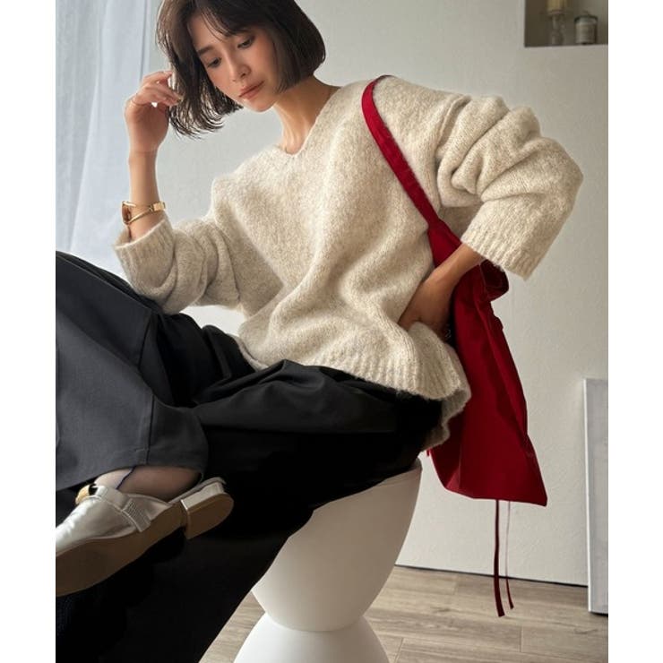 《JaVaジャバコラボ》大人カジュアルならこの1枚。ミックスカラー深Vネックニッ… | Classical Elf  | 詳細画像5 