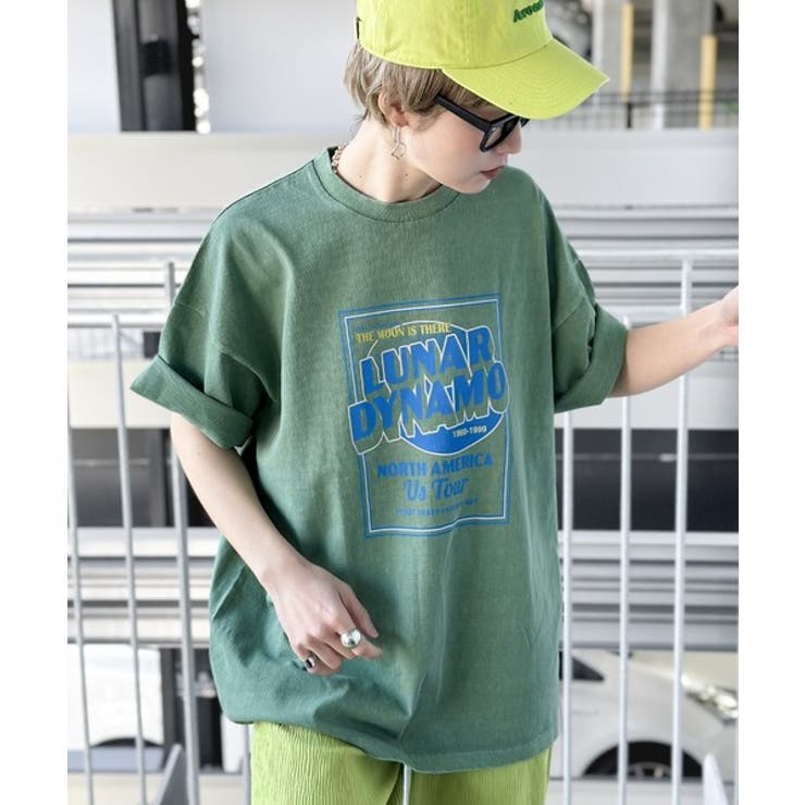 グリーン | キャッチーな大人夏Tee。綿100%ピグメントロゴビッグTシャツ | Classical Elf 