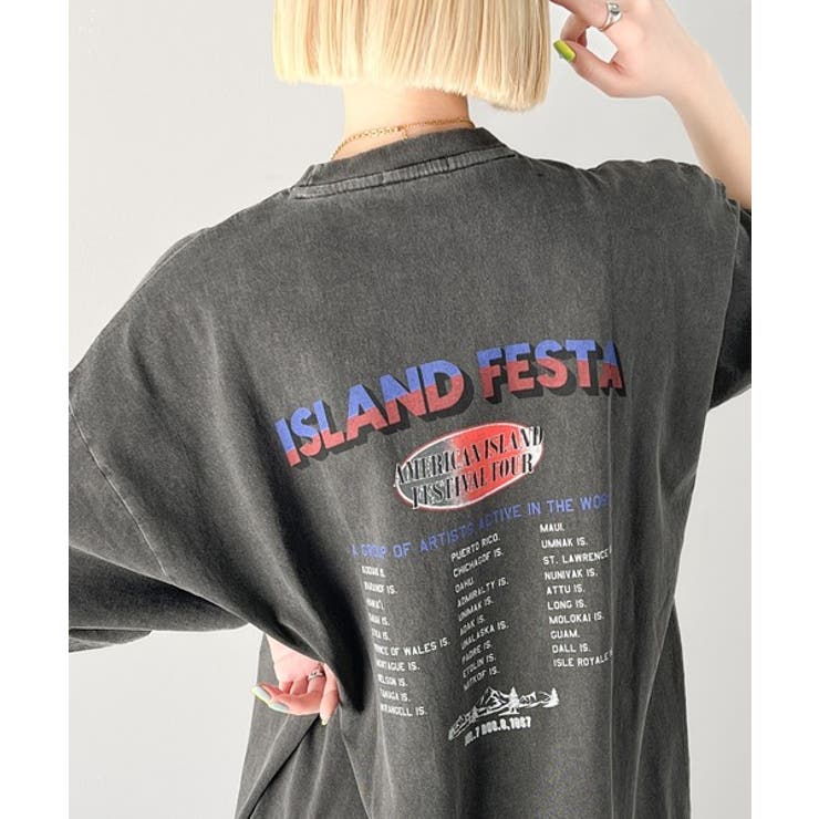 こなれた大人カジュアルスタイルの主役に。綿100%フェスロゴピグメントTシャツ | Classical Elf  | 詳細画像3 