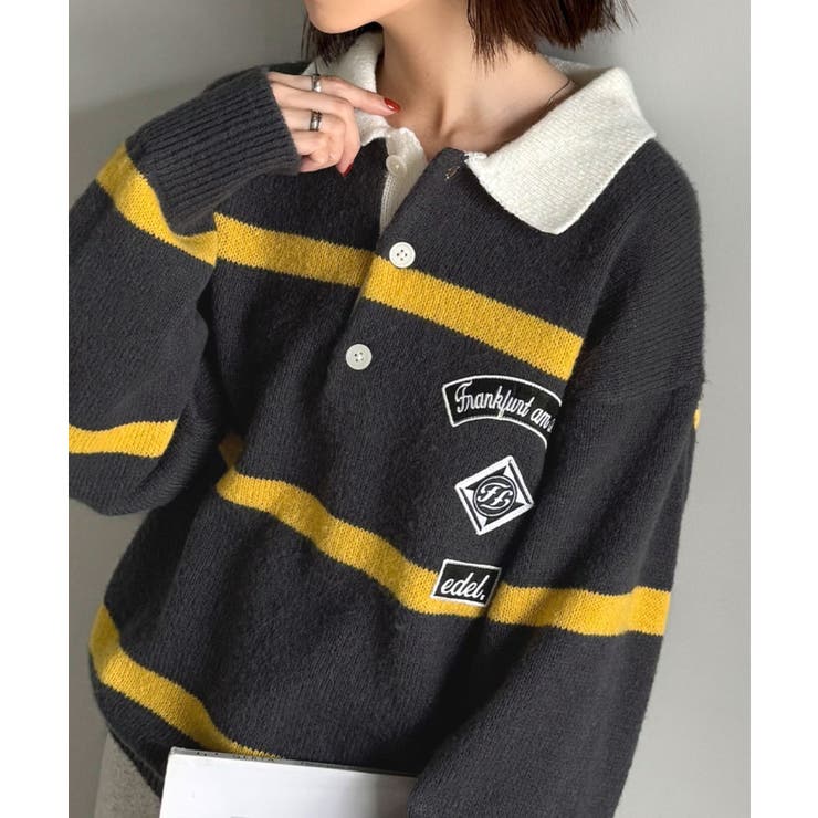 《JaVaジャバコラボ》魅せる、トラッド感。ワッペンデザインラガーポロニット（長… | Classical Elf  | 詳細画像10 