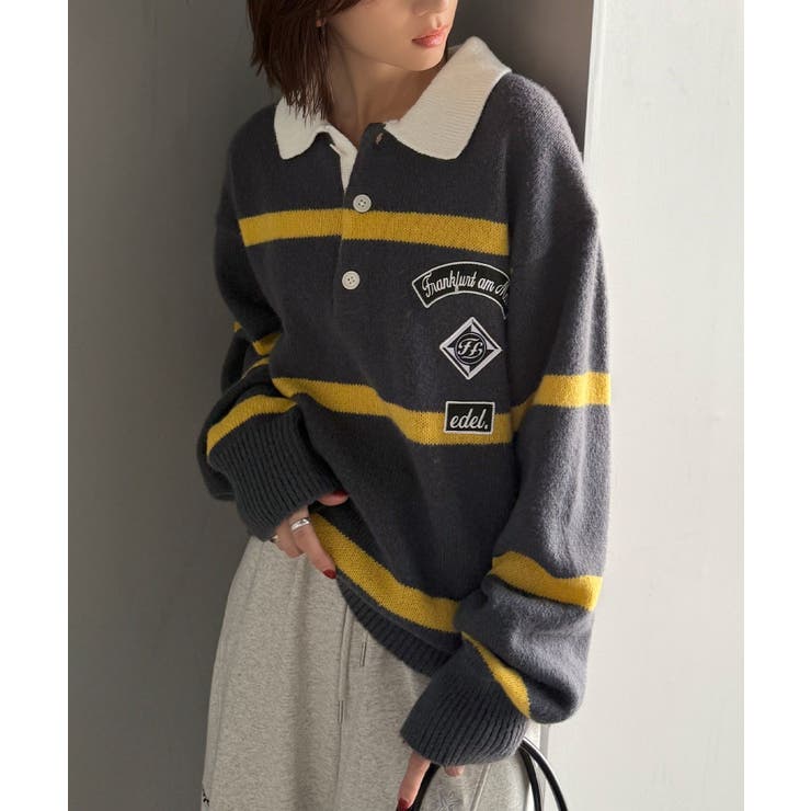 《JaVaジャバコラボ》魅せる、トラッド感。ワッペンデザインラガーポロニット（長… | Classical Elf  | 詳細画像11 