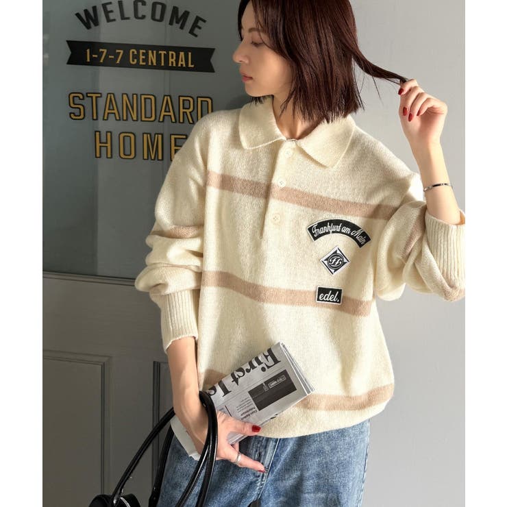 《JaVaジャバコラボ》魅せる、トラッド感。ワッペンデザインラガーポロニット（長… | Classical Elf  | 詳細画像5 