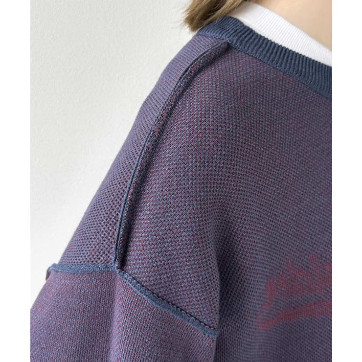 ニット セーター double jacquard Yneck pull(ダブルジャガードＹネックプルオーバー) レディース DIAVEL ニット セーター ハート柄ジャカードニットトップス プル