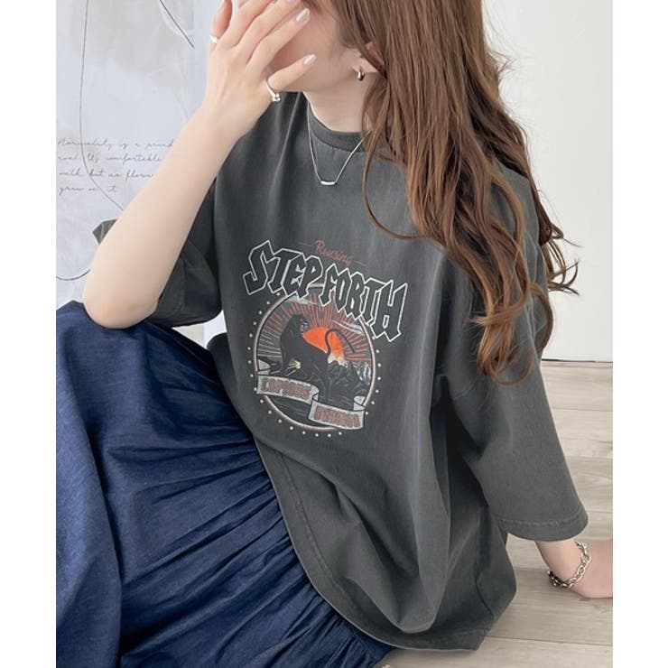 ゆるっとカジュアルに着こなす。綿100%ピグメント加工グラフィックTシャツ[品番：WZ000005270]｜Classical Elf  （クラシカルエルフ）のレディースファッション通販｜SHOPLIST（ショップリスト）