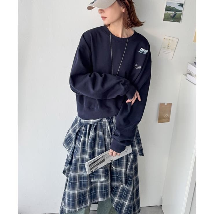 着るだけで今っぽさ叶う。ランダム刺繍クロップド丈裏起毛スウェット | Classical Elf  | 詳細画像17 