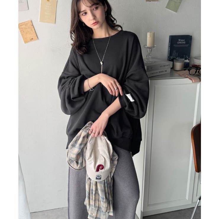 リラクシーに着こなす、オンナっぽカジュアル！裏起毛ワイドネックビックスウェット | Classical Elf  | 詳細画像9 