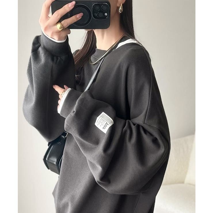 リラクシーに着こなす、オンナっぽカジュアル！裏起毛ワイドネックビックスウェット | Classical Elf  | 詳細画像17 