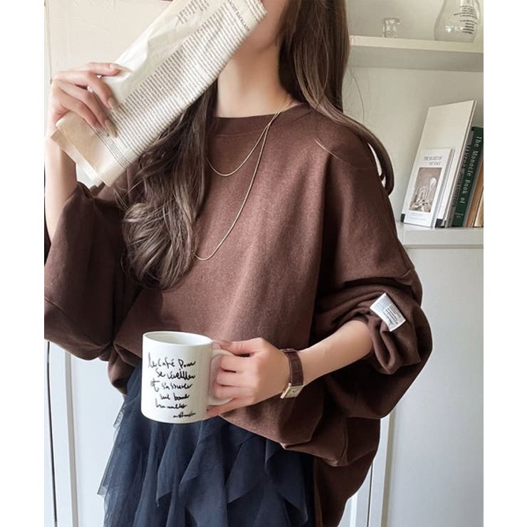 リラクシーに着こなす、オンナっぽカジュアル！裏起毛ワイドネックビックスウェット | Classical Elf  | 詳細画像29 