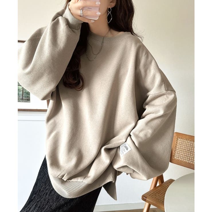 リラクシーに着こなす、オンナっぽカジュアル！裏起毛ワイドネックビックスウェット | Classical Elf  | 詳細画像46 