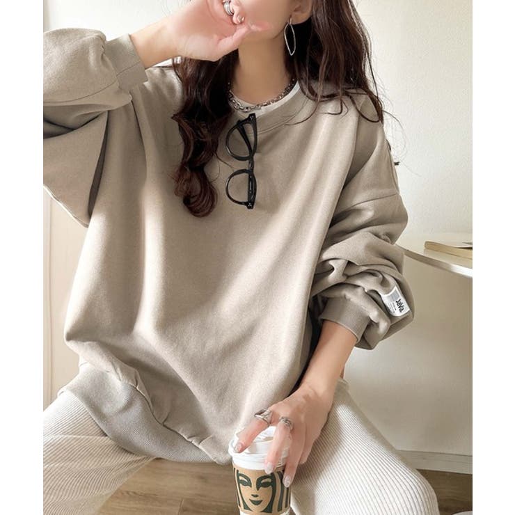 リラクシーに着こなす、オンナっぽカジュアル！裏起毛ワイドネックビックスウェット | Classical Elf  | 詳細画像48 