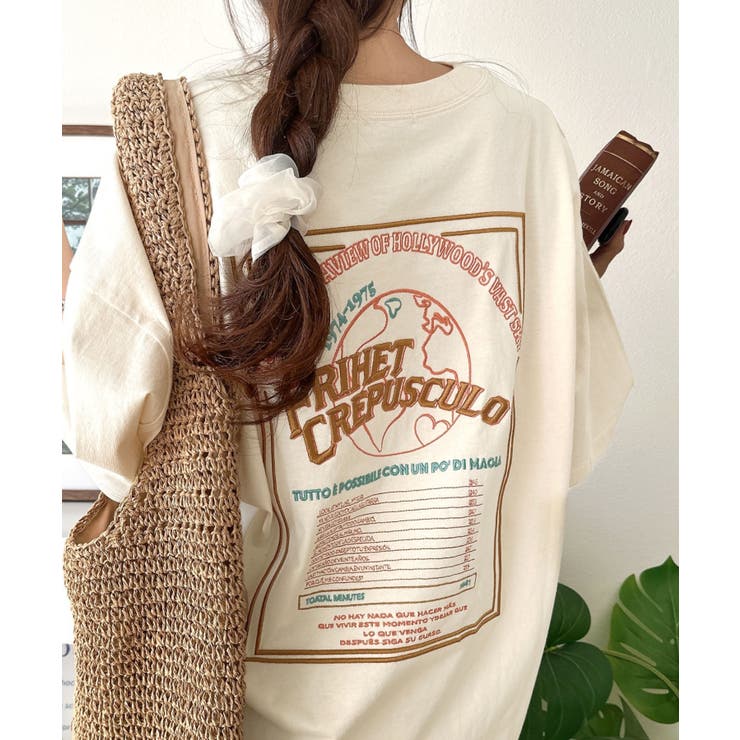 アイボリー | 《JaVaジャバコラボ》背中で語る。綿100％バックグラフィック刺繍Tシャツ（半… | Classical Elf 