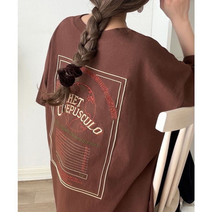 ブラウン | 《JaVaジャバコラボ》背中で語る。綿100％バックグラフィック刺繍Tシャツ（半… | Classical Elf 