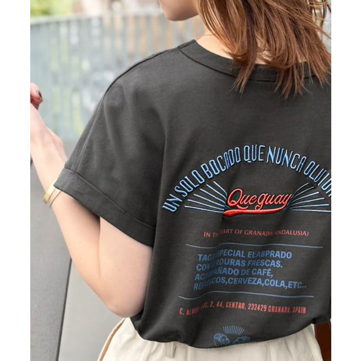 チャコール | 《JaVaジャバコラボ》背中で魅せる。バック刺繍フレンチスリーブTシャツ（半袖） | Classical Elf 