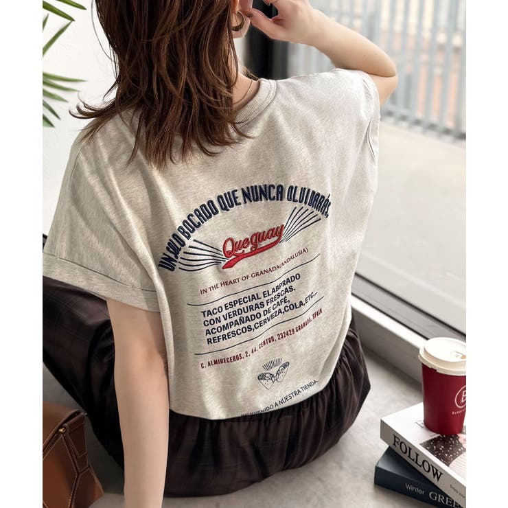 オートミール | 《JaVaジャバコラボ》背中で魅せる。バック刺繍フレンチスリーブTシャツ（半袖） | Classical Elf 