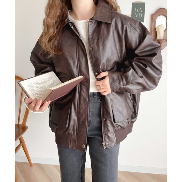 《JaVaジャバ コラボ》フェイクレザーヴィンテージオーバーブルゾン | Classical Elf  | 詳細画像2 