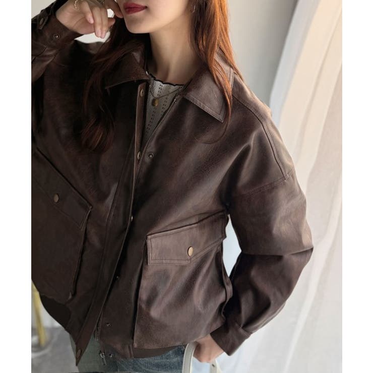 《JaVaジャバ コラボ》フェイクレザーヴィンテージオーバーブルゾン | Classical Elf  | 詳細画像31 