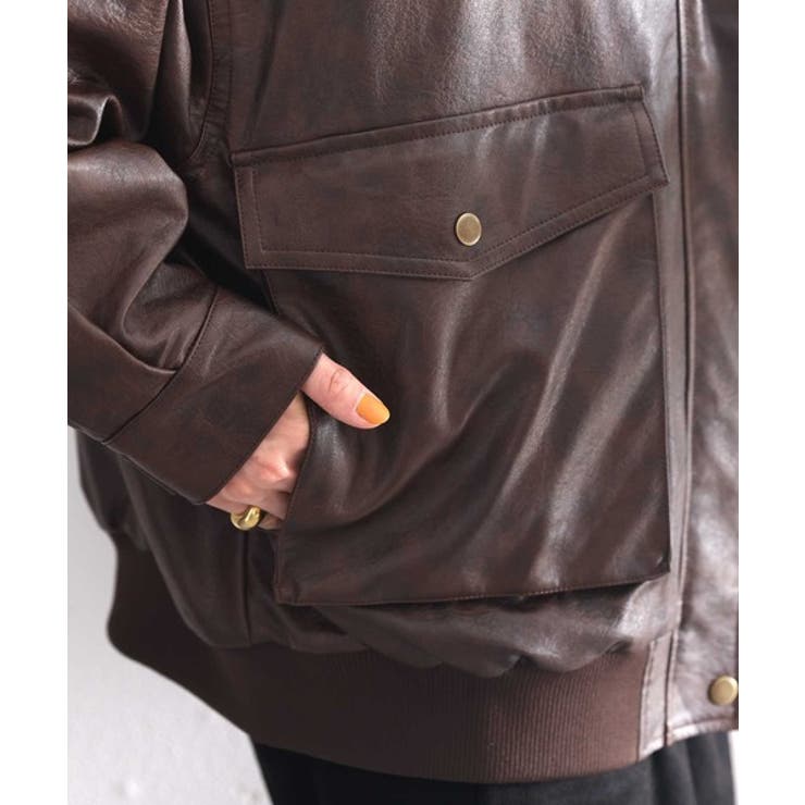 《JaVaジャバ コラボ》フェイクレザーヴィンテージオーバーブルゾン | Classical Elf  | 詳細画像40 