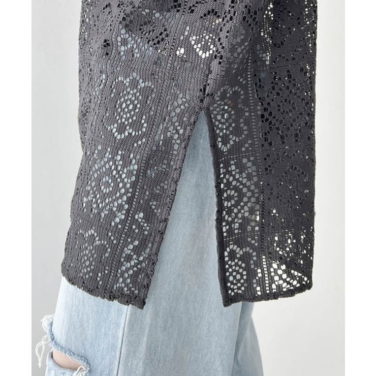 きれいめカジュアルのスタイリング叶う。パネルレースハーフジップ半袖プルオーバー | Classical Elf  | 詳細画像13 