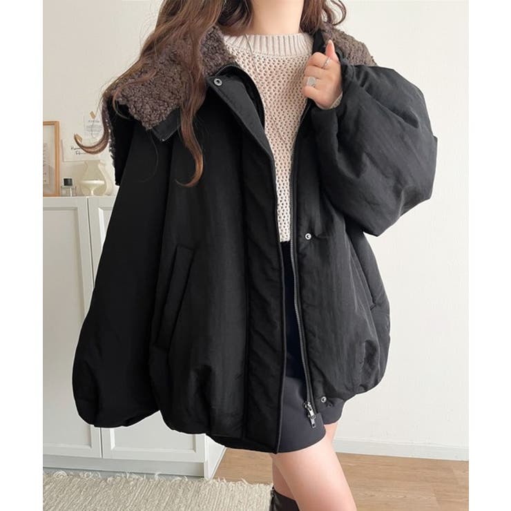 ブラック×ブラウン | セーラー風カラーがあざとい。中綿バルーンシルエットブルゾン | Classical Elf 