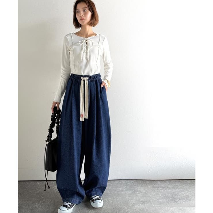 小物 java 365日、着回し無限！ウエストドロスト付きコクーンデニム