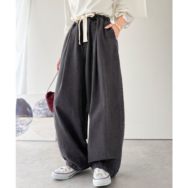 グレー | 《JaVaジャバコラボ》365日、着回し無限！ウエストドロスト付きコクーンデニム… | Classical Elf 