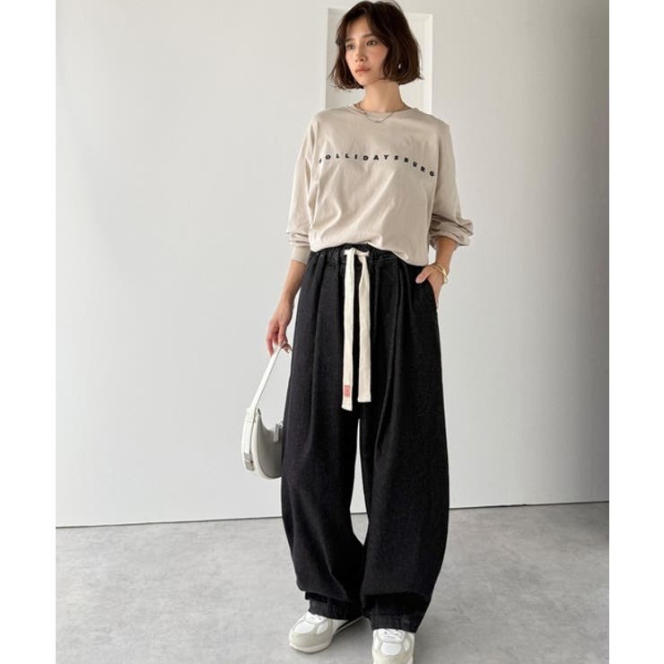 365日、着回し無限！ウエストドロスト付きコクーンデニムイージー