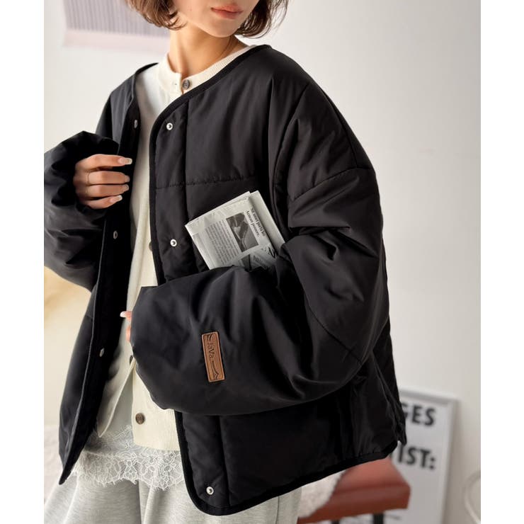《JaVa ジャバコラボ》軽やかに羽織って旬顔。大人のノーカラー中綿ショート丈ブ… | Classical Elf  | 詳細画像10 