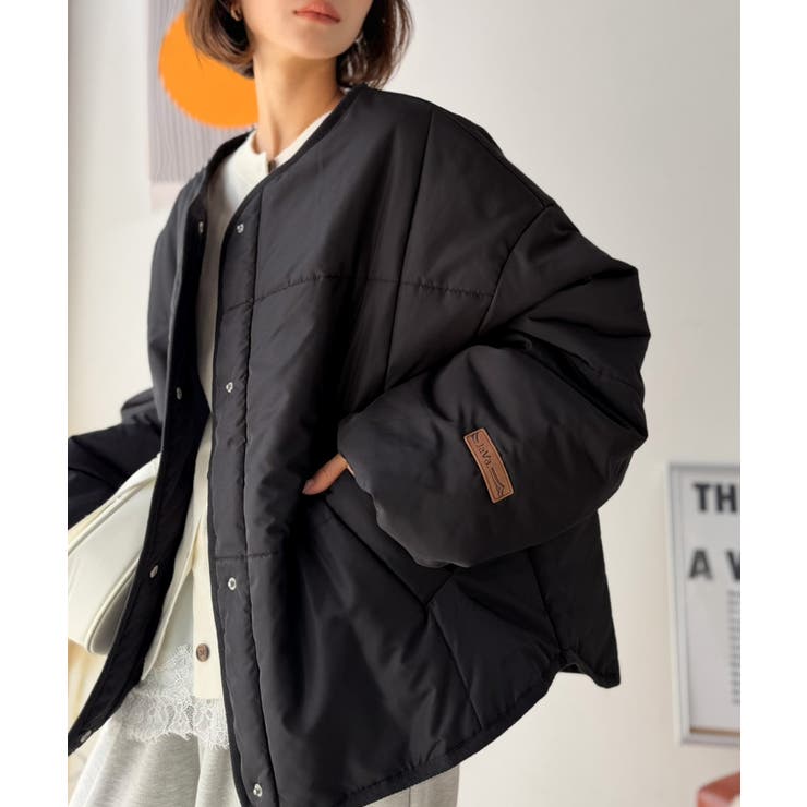 《JaVa ジャバコラボ》軽やかに羽織って旬顔。大人のノーカラー中綿ショート丈ブ… | Classical Elf  | 詳細画像13 