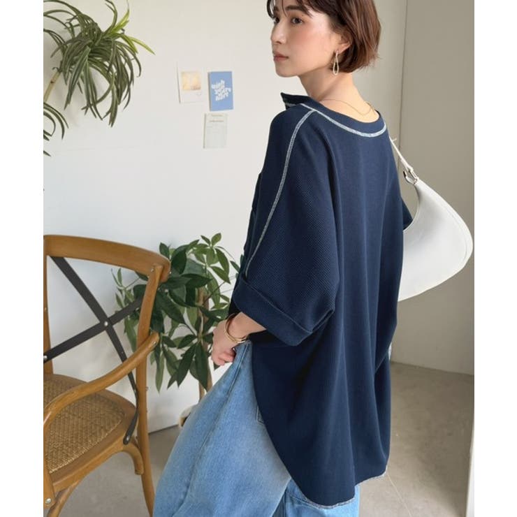 《JaVaジャバコラボ》ゆるさが、サマになる。ヘンリーネック配色ステッチワッフル… | Classical Elf  | 詳細画像32 