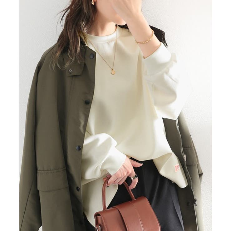 ホワイト | 艶めく大人のスウェット。ダンボールニットサイドスリットプルオーバー | Classical Elf 