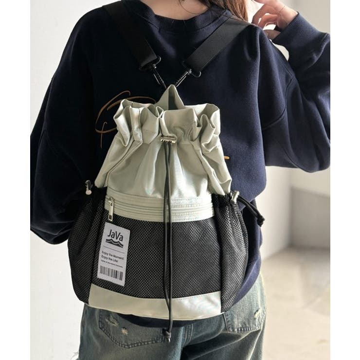 《JaVa ジャバコラボ》毎日の相棒バッグ！メッシュ使い巾着２WAYリュック | Classical Elf  | 詳細画像15 