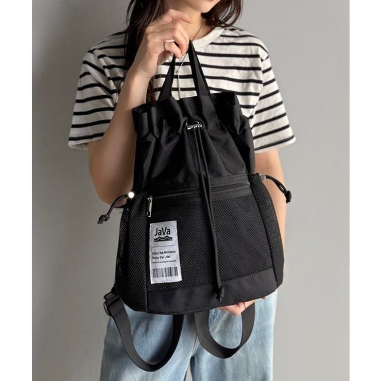 《JaVa ジャバコラボ》毎日の相棒バッグ！メッシュ使い巾着２WAYリュック | Classical Elf  | 詳細画像1 