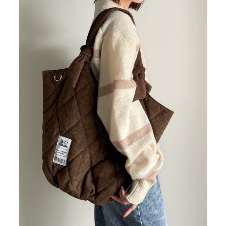 ブラウン | 大容量！ふわもち素材♪スウェードライクキルティングトートバッグ | Classical Elf 