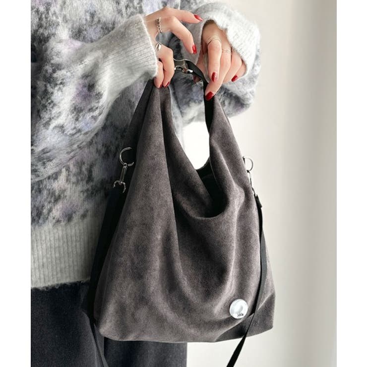 チャコールグレー | オリジナルロゴ入りクリアボタンがきらりと映える♪スウェードライク2wayショルダ… | Classical Elf