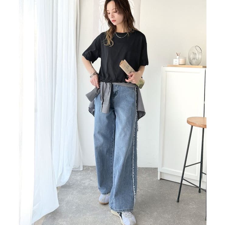 一味違う、配色×フリンジデザイン。サイドフリンジワイドデニム | Classical Elf  | 詳細画像30 