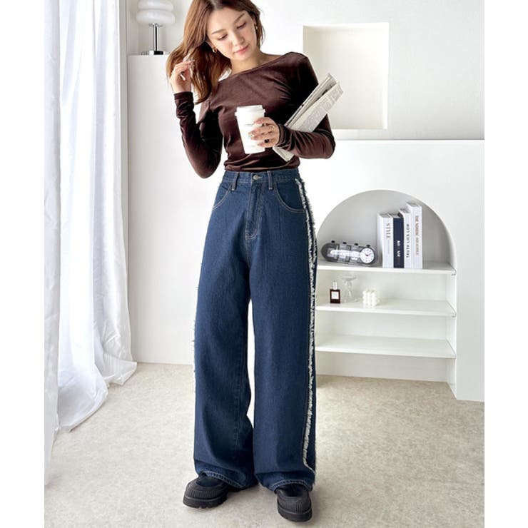 一味違う、配色×フリンジデザイン。サイドフリンジワイドデニム | Classical Elf  | 詳細画像38 